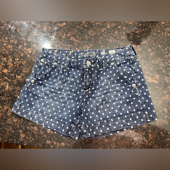 Miss Me Polka Dot Denim Shorts - Picture 1 of 7